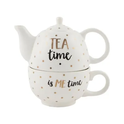 Buy Sass & Belle Monochrome Gold Tea Time Is Me Time For One Teapot Gift Boxed • 12.99£