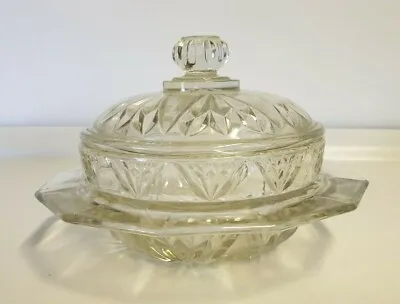 Buy Vintage Cut Glass Dish/Bowl With Lid • 7.99£