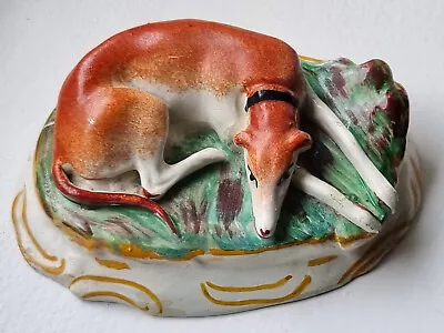 Buy Now Rare Antique 9th C English Staffordshire Whippet Dog Figurine  3.5x8x11 Cms • 150£