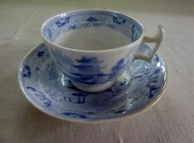 Buy Antique Pale Blue Willow Pattern Pretty Trio Of Cups And Saucers • 9.99£