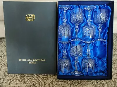 Buy Vintage Boxed Set Of 7 Bohemia Crystal Flamenco Wine Goblets/Glasses 18cm/220ml • 60£