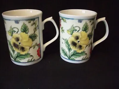 Buy Pair Of Duchess Bone China Mug Pretty Floral  Design Pansy • 5.99£