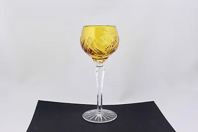 Buy Stunning Cut To Clear Bohemian 8 ¼” Amber Crystal Glass - Mint • 52.83£