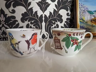 Buy Roy Kirkham Mugs X2 Fine Bone China Coffee Time And Garden Birds • 12.50£