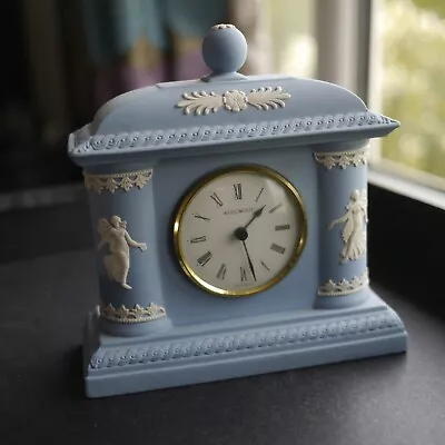 Buy Vintage Wedgwood Blue Jasper Ware Mantel Clock Working • 15£