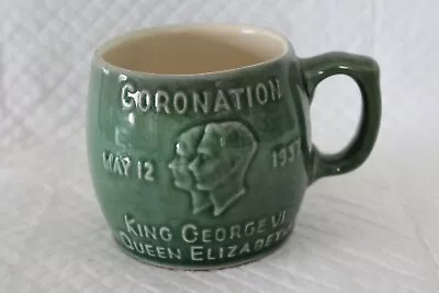 Buy Green Glaze King George VI Studio Art Pottery Coronation Mug - VGC • 9.95£