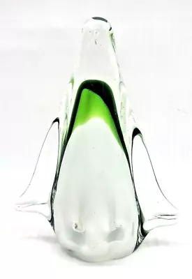 Buy Penguin Art Glass 5.5  Tall Black, White & Green Bird Figurine Murano Style • 37.44£