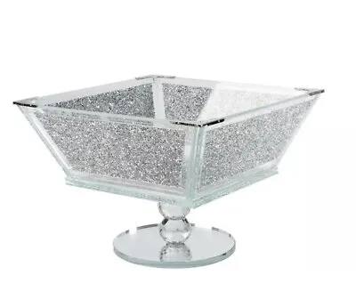 Buy Crushed Diamond Fruit Bowl Crystal Silver Glitter Tableware Kitchenware Serving • 49.99£