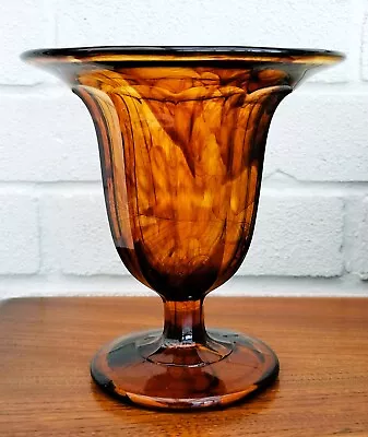 Buy Art Deco Davidson Amber Cloud Glass Vase #293 • 29.99£