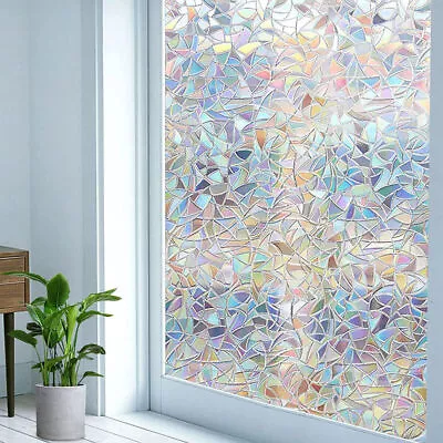 Buy Rainbow Frosted Window Film Privacy Static Cling Stained Glass Film Decoration • 8.59£