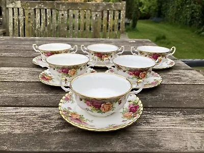 Buy Six Bone China Royal Albert Old Country Roses Soup Coupes And Saucers • 65£
