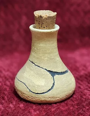 Buy Vintage Stoneware Jug Vase With Cork Brown Organic Abstract  • 14.38£