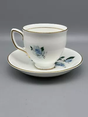 Buy Duchess Bone China Teacup & Saucer Blue Rose Floral With Gold Trim Vintage • 23.68£