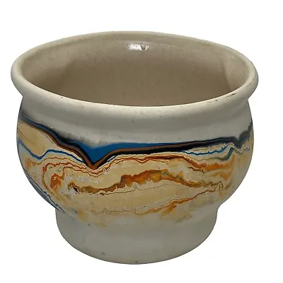 Buy Vintage Nemadji Clay Pottery Native American Hand Made Blue Orange Swirls 3.5''H • 15.34£