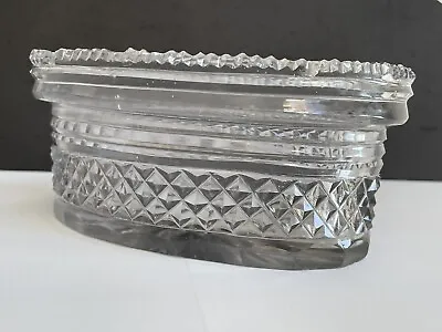 Buy Antique Heavy Irish Clear Cut Glass 7” Bowl Decoration Of Steps And Diamonds A/F • 9.99£
