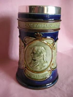 Buy ADMIRAL LORD NELSON SILVER RIMMED COMMEMORATIVE VASE By ROYAL DOULTON 1905. • 125£