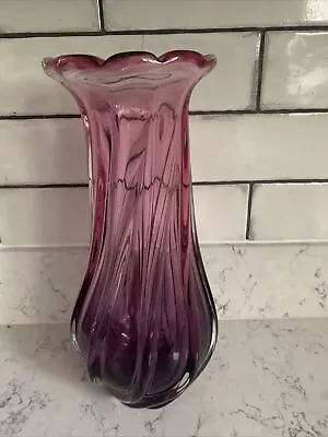 Buy Chribska Josef Hospodka Bohemian Cranberry Pink Czech Art Glass Vase Vintage • 15£