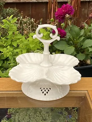 Buy Leedsware Pierced Creamware 20cm Footed Oyster Serving Stand Dish • 79.99£