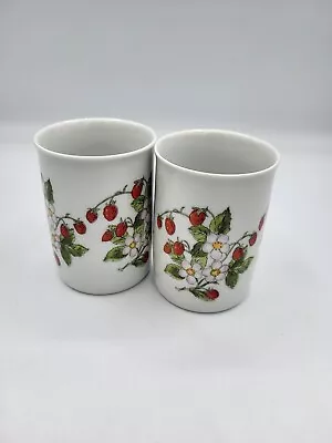 Buy Set Of (2) Bavarian Village Strawberry Tea Cups/Juice Cups • 11.53£