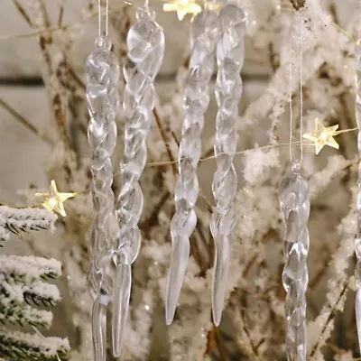 Buy 36X Clear Glass Icicle Christmas Tree Drop Ornaments Pendant Xmas Wedding Decor • 3.49£