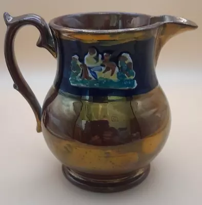 Buy Blue And Gold Jug (481) Lustre Ware With Man And Dog Decoration • 8£