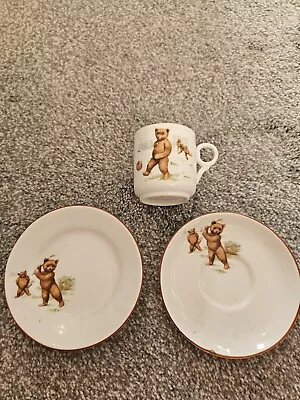 Buy Antique Paragon Fine China Espresso Cup And 2 Saucers, Teddy Bears Playing Sport • 10£
