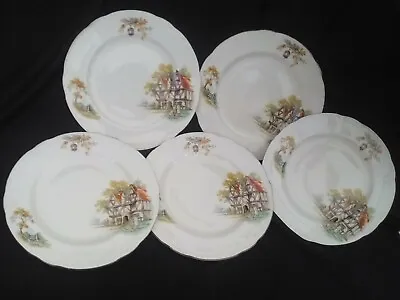 Buy Side/cake Plates X 5, Alfred Meakin, The Tavern Pattern, Gilded, 1950s Vintage • 17£