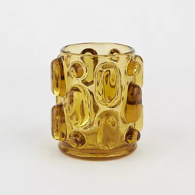 Buy Vintage 1970's Bond Ware Japan Amber Yellow Small Art Glass Knobbly Vase 8 Cm • 29£