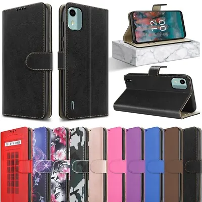 Buy For Nokia C12 Case, Slim Leather Wallet Flip Shockproof Stand Phone Cover • 5.95£
