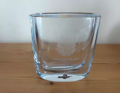 Buy Vintage Strombergshyttan Sweden Heavy Glass Vase Engraved Rikspolitisstyrelsen • 30£