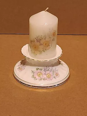 Buy Royal Tara Irish Fine Bone China Pillar Candle Holder -Pink Blossom  • 12£