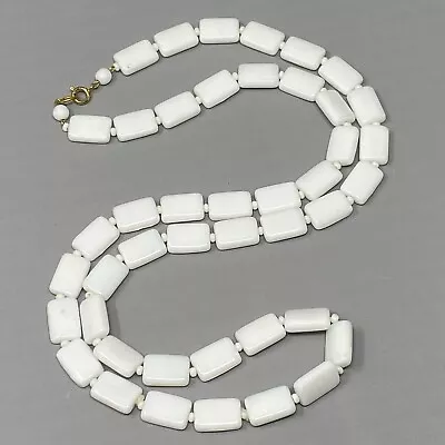 Buy Glass Bead Necklace White Milk Rectangle Seed Spacer Long Vintage Art Deco 31  • 28.20£