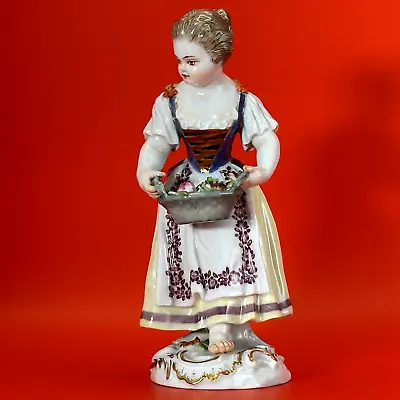 Buy Meissen Antique Figurine Of A Young Lady With Basket Of Flowers Roses Gardener. • 295£