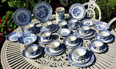 Buy 42 PIECE PART TEA SET FLOW BLUE 1918 YUAN WOOD & SONS Rd No 656368 • 30£