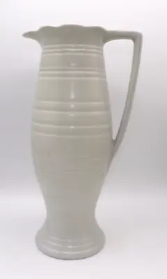 Buy Large Art Deco Falcon Ware Pottery Grey & Yellow Ribbed Jug Vase 10.25  • 17.60£