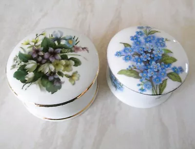Buy Two Pretty Staffordshire China Trinket Pots Forget Me Nots & Violets • 10£