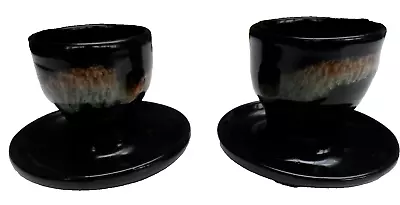Buy 2 X RARE Rineanna Pottery, Ireland By Max Halliday, Brown Glazed Egg Cups Marked • 6.95£