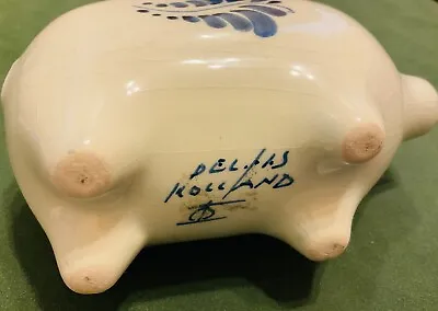 Buy Vintage Dutch Hand Painted Delft Blue And White Porcelain Piggy Bank Holland • 23.71£