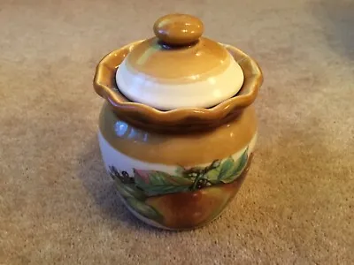 Buy Presingoll Pottery Cornwall Lidded Pot Decorated With Fruit • 8.50£