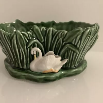 Buy Sylvac 4394 Planter Vase Riverside Flower Bowl With Swan. Green • 6£
