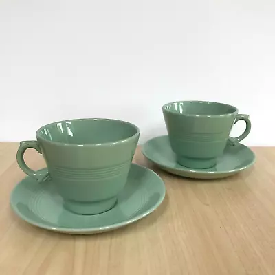 Buy Woods Ware Beryl Large Breakfast Cup And Saucer X 2 Green Vintage 1940s Utility • 16.95£