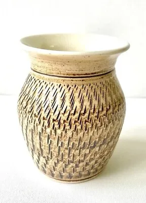 Buy Bonchurch Isle Of Wight Pottery Studio Vase With Impressed Geometric Design VGC • 10.95£