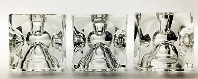 Buy 3 1960s MCM Rudolf Jurnikl- Rudolfova Optic Glass Candle Holders  13216/70x70 • 29.95£