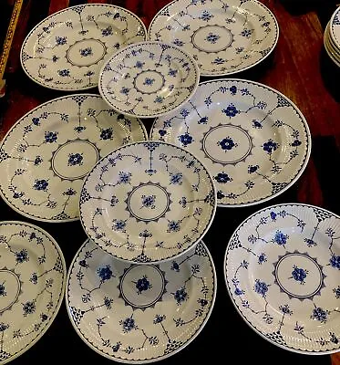 Buy Dinner - Salad Plates Furnivals Denmark Ironstone Blue Flower Job Lot Mixed • 33£