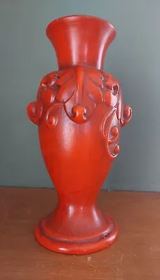 Buy Vintage Red Haeger Ceramic Vase Embossed Design 11.75 Inch • 26.14£