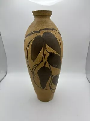 Buy Studio Art Pottery Vase Vintage Midcentury Handpainted Leaves Signed 10.5” Tall • 28.88£