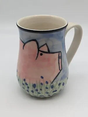 Buy Karen Donleavy Hand Thrown Painted Pottery Mug Pink Pig • 14.21£