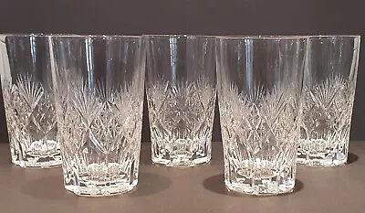 Buy Lovely Set Of Antique Cut Crystal Tall Glasses X 5 - Height 11.75cm • 49.95£