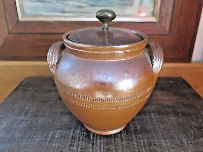 Buy Vintage Salt Glazed Stoneware Confit Pot / Tobacco Jar / Vase With Wooden Lid • 9.75£
