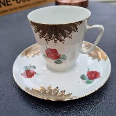 Buy Bareuther Of Bavaria Red/Gilt Bone China Tea Cup & Saucer • 5£